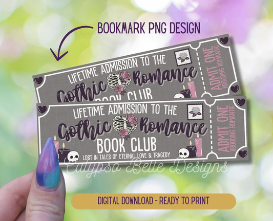 Gothic Romance Admit One Book Club Printable Bookmark