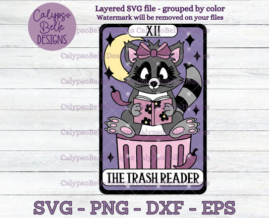 The Trash Reader, Bookish Raccoon, Bookish Tarot Card Design