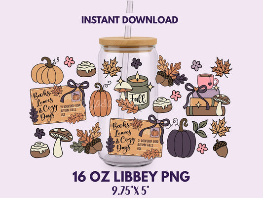 Fall Reader, Cozy Autumn 16 oz Libbey Cup Wrap, Bookish Designs