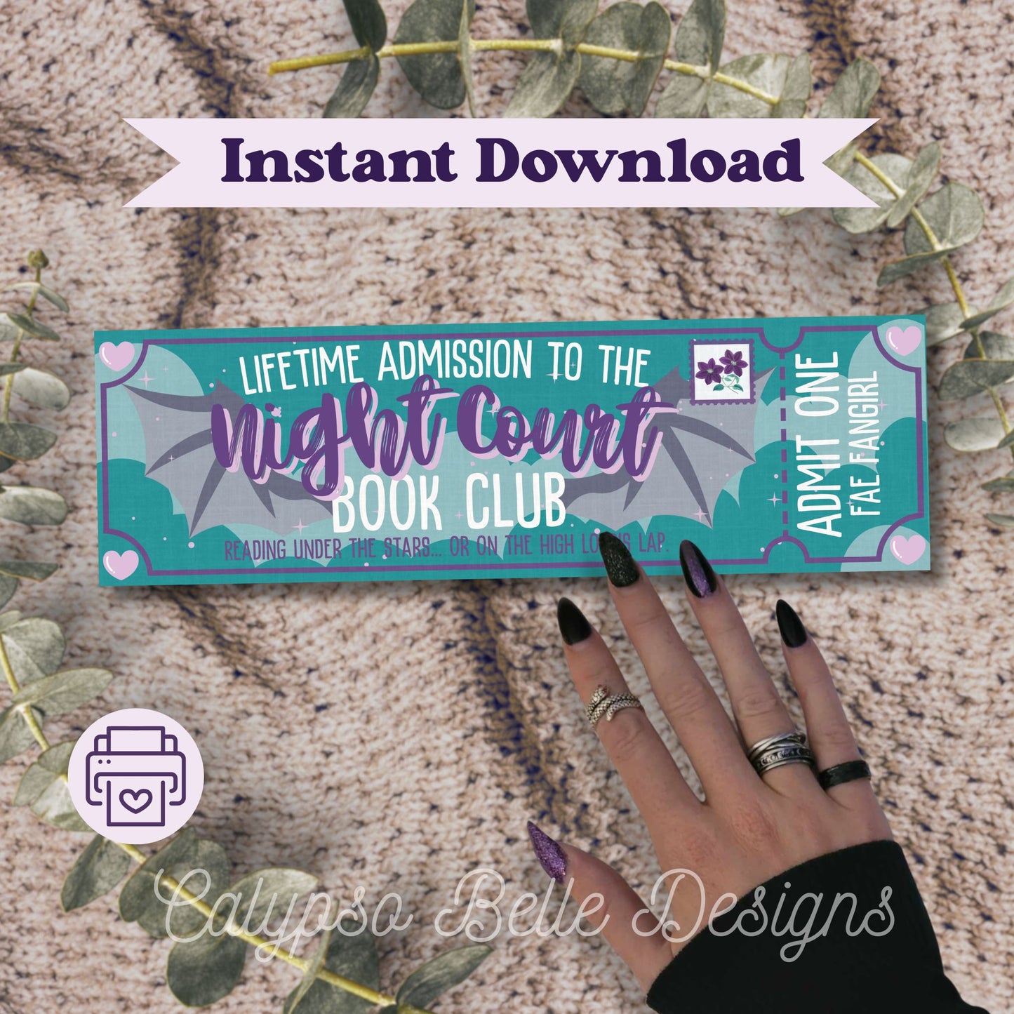 Night Court, Fantasy Admit One Book Club Printable Bookmark (Copy)