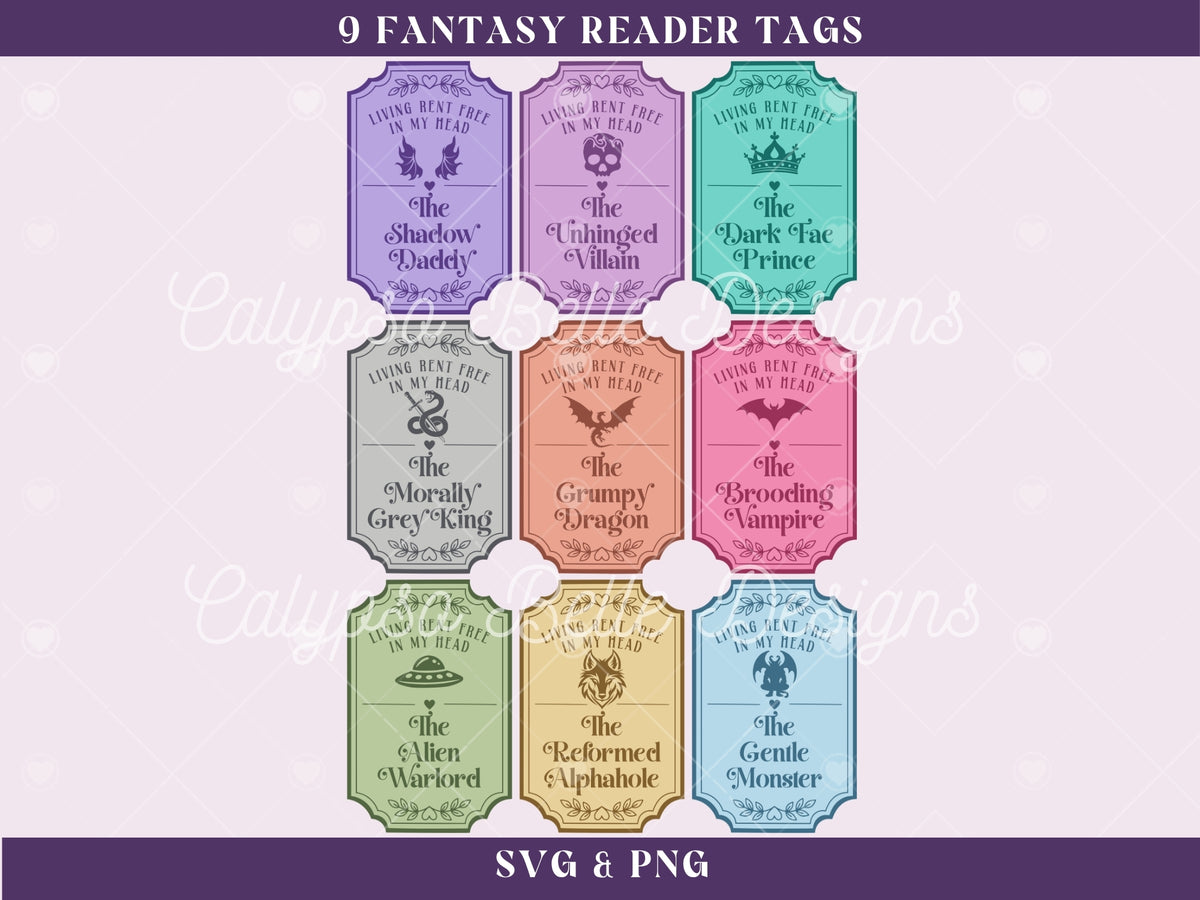 Cute Bookish Fantasy Romance Reader Tags Bundle, Bookish Bundle