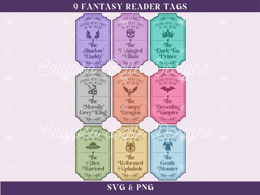 Cute Bookish Fantasy Romance Reader Tags Bundle, Bookish Bundle