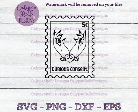 Dubious Consent, Trope Stamps, Bookish Stamps, Bookish Design