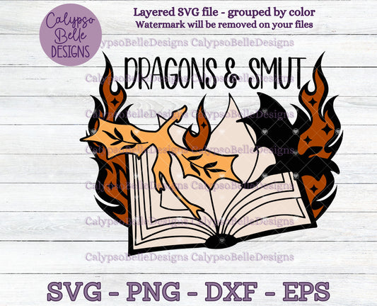 Dragons & Smut, Fantasy Reader, Romantasy Bookish Design