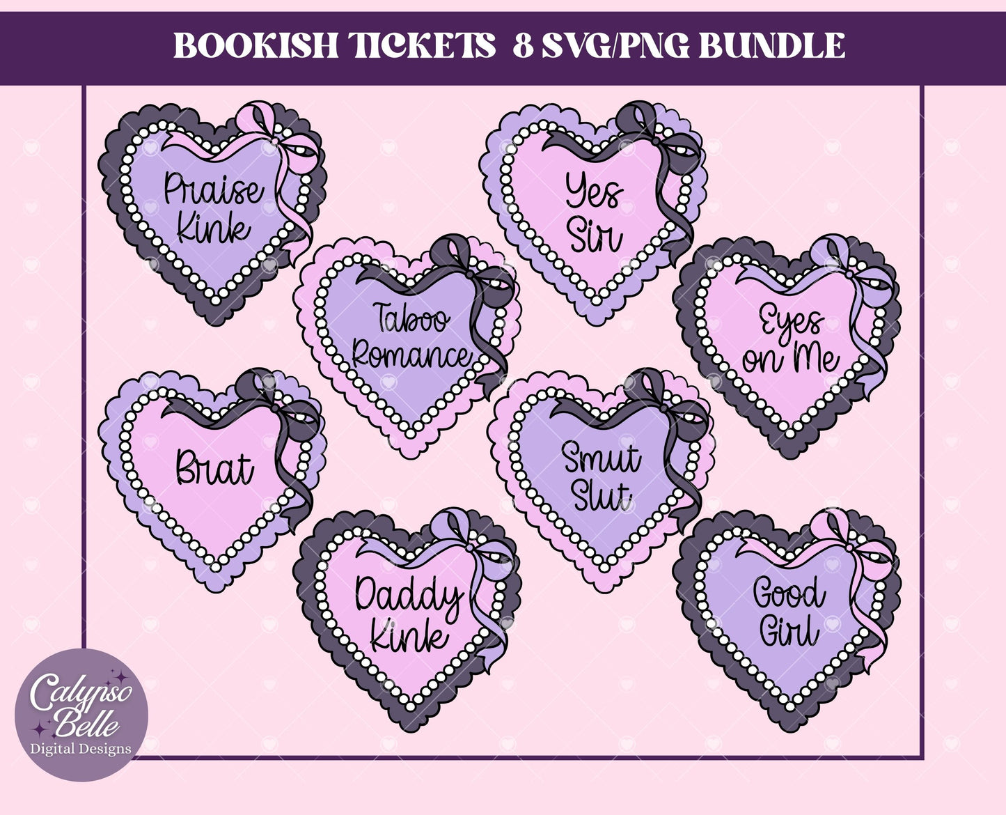 Good Girl Trope Coquette Hearts Bundle, Bookish Bundle