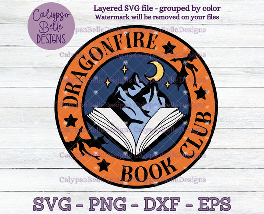 Dragonfire Book Club, Fantasy Romance, Bookish Design