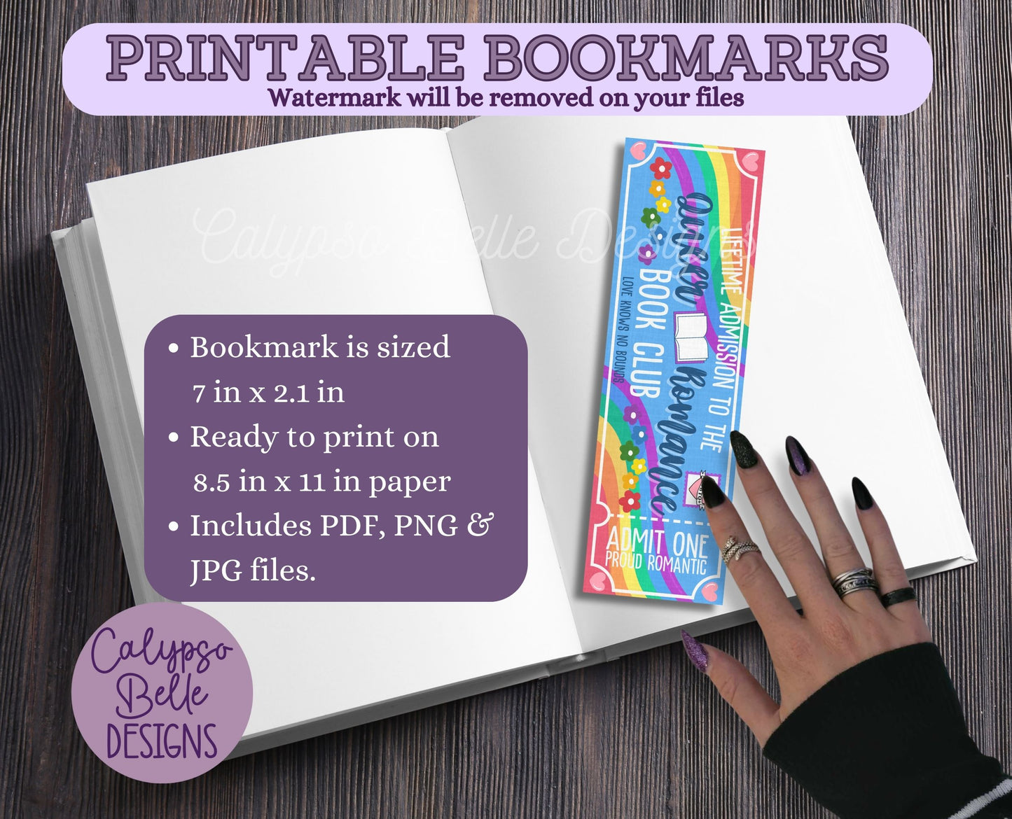 Queer Romance Romance Admit One Book Club Printable Bookmark