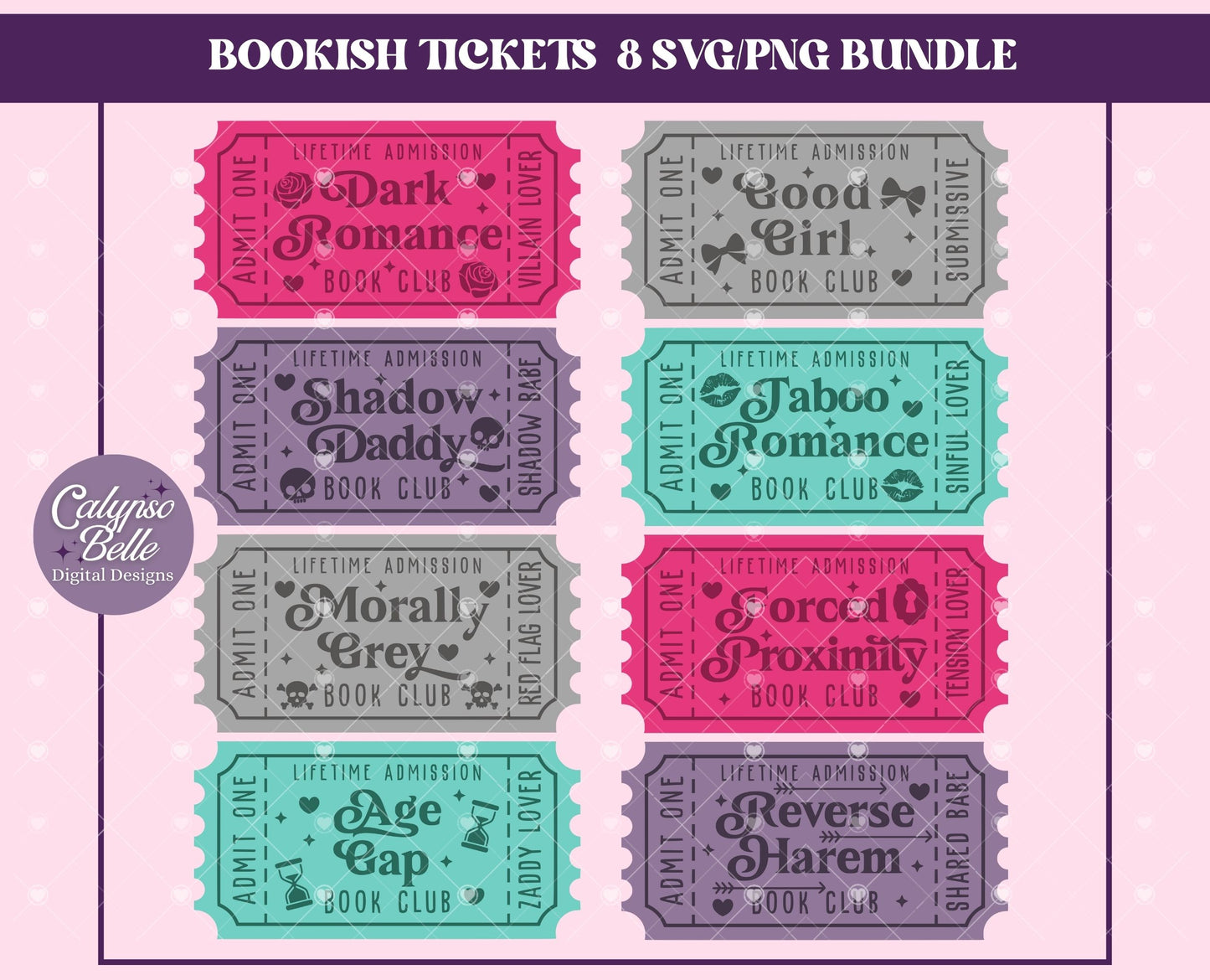 Dark Romance Trope Tickets Bundle, Bookish Bundle