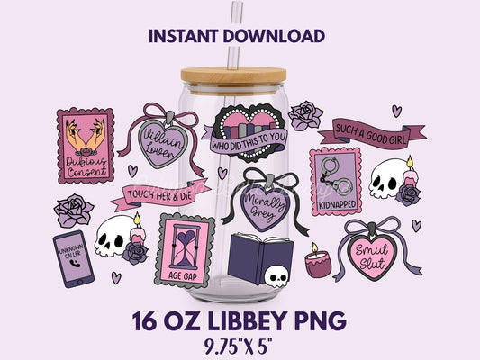 Dark Romance Reader 16 oz Libbey Cup Wrap, Bookish Designs