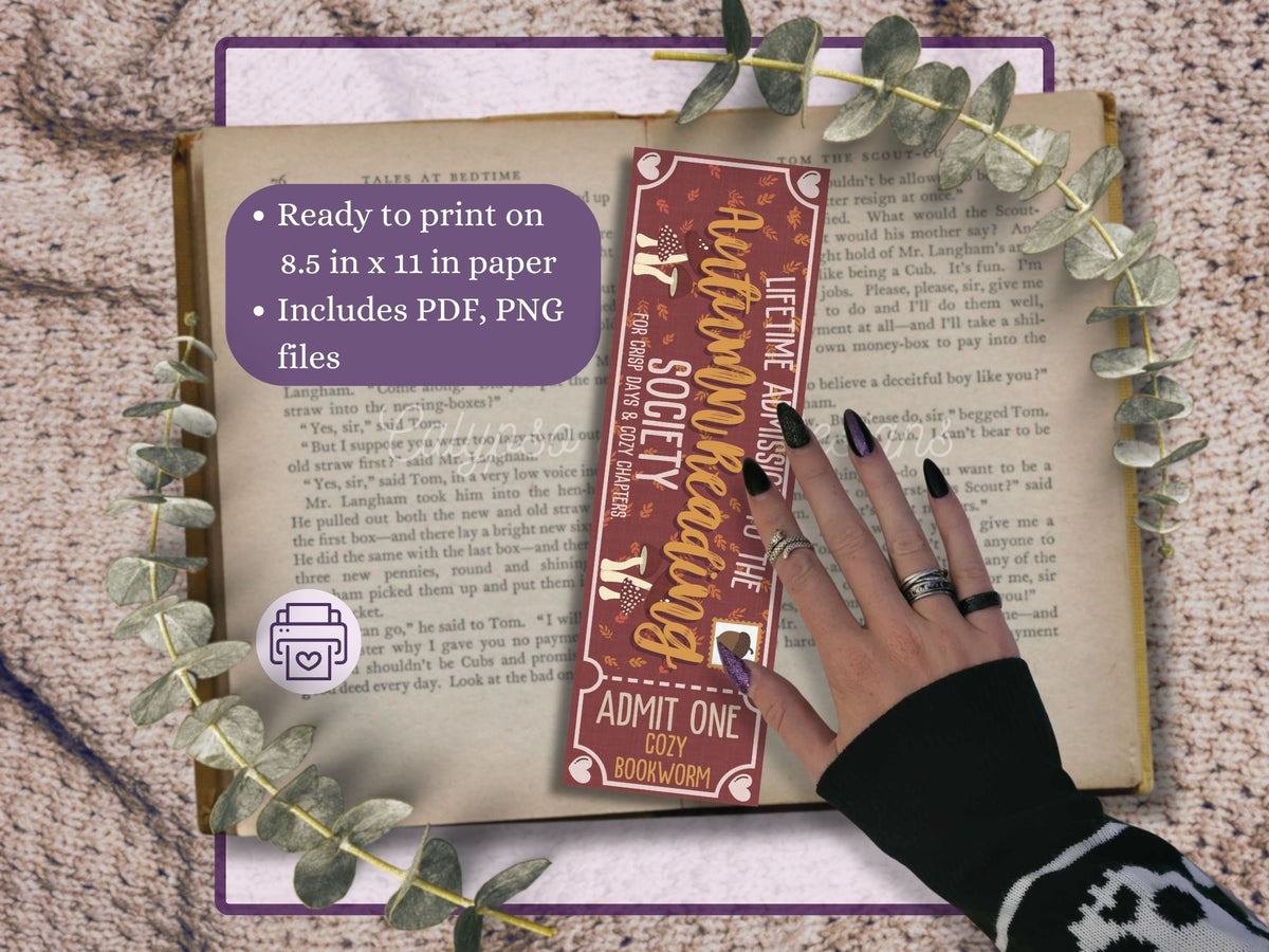 Admit One Autumn Reading Book Club Printable Bookmarks