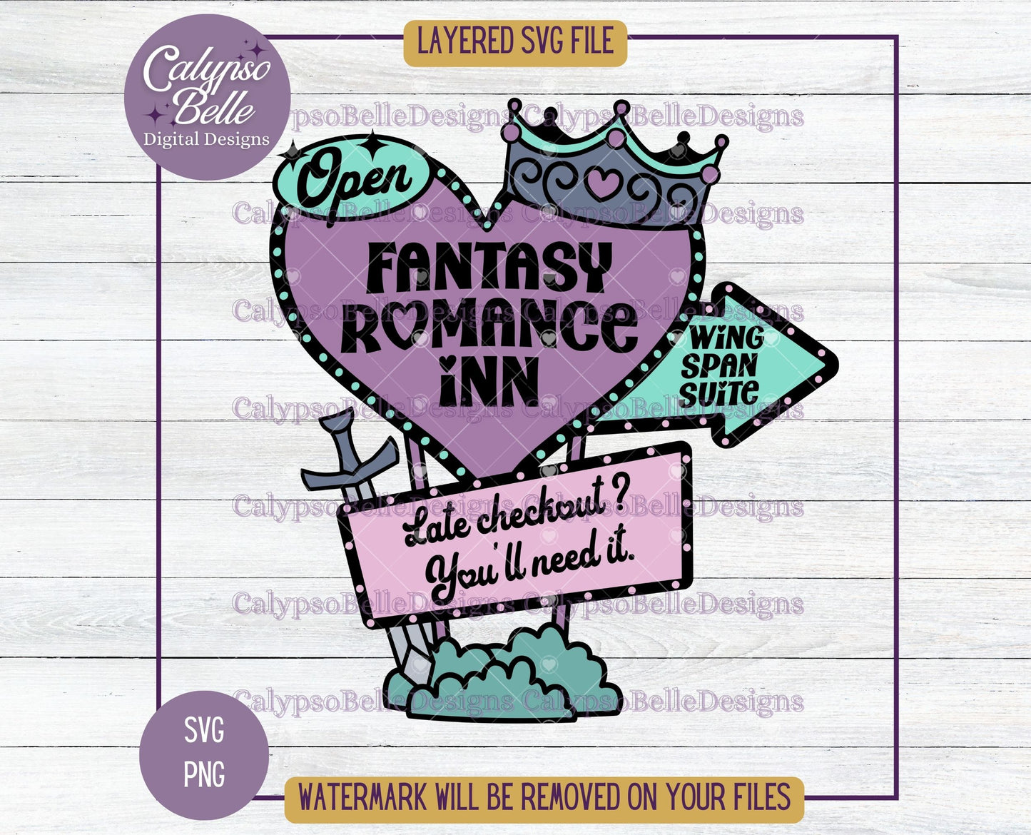 Fantasy Romance Inn, Retro Bookish Motel Design