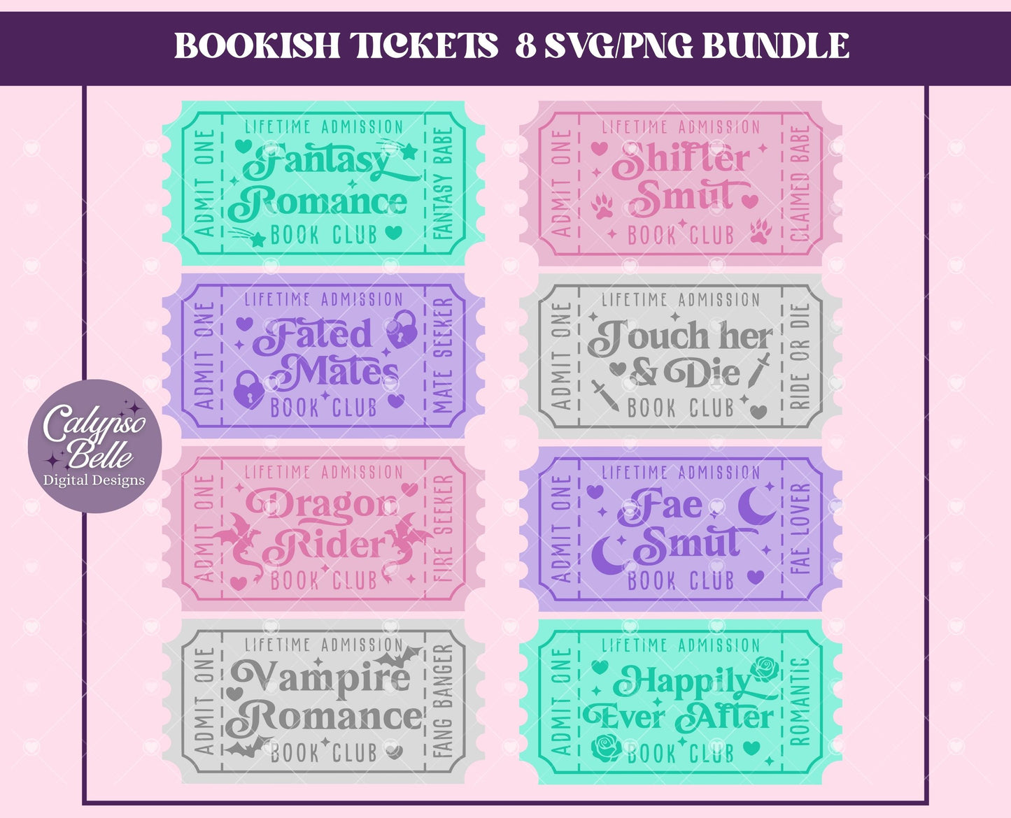 Fantasy Romance Trope Tickets Bundle, Bookish Bundle