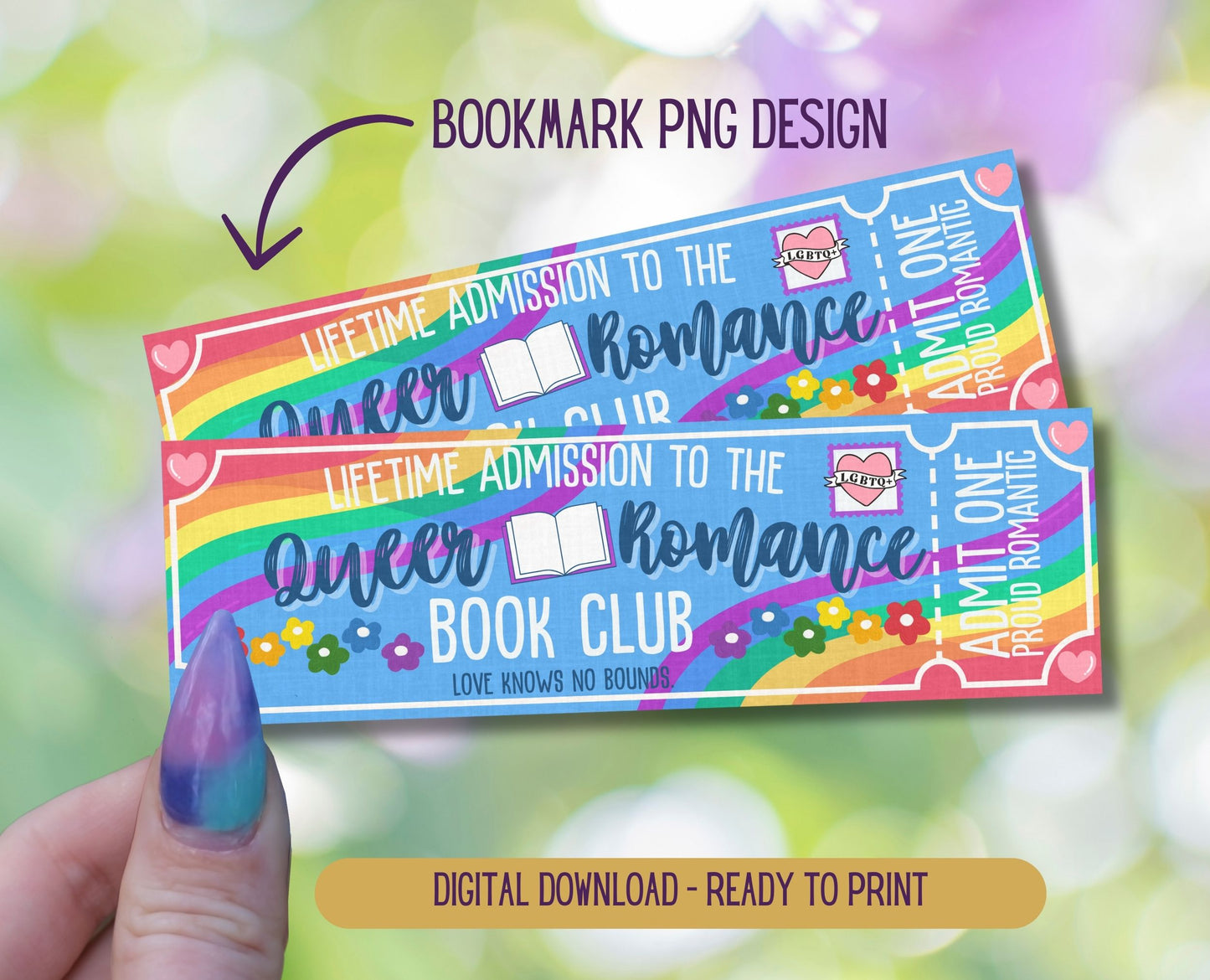 Queer Romance Romance Admit One Book Club Printable Bookmark