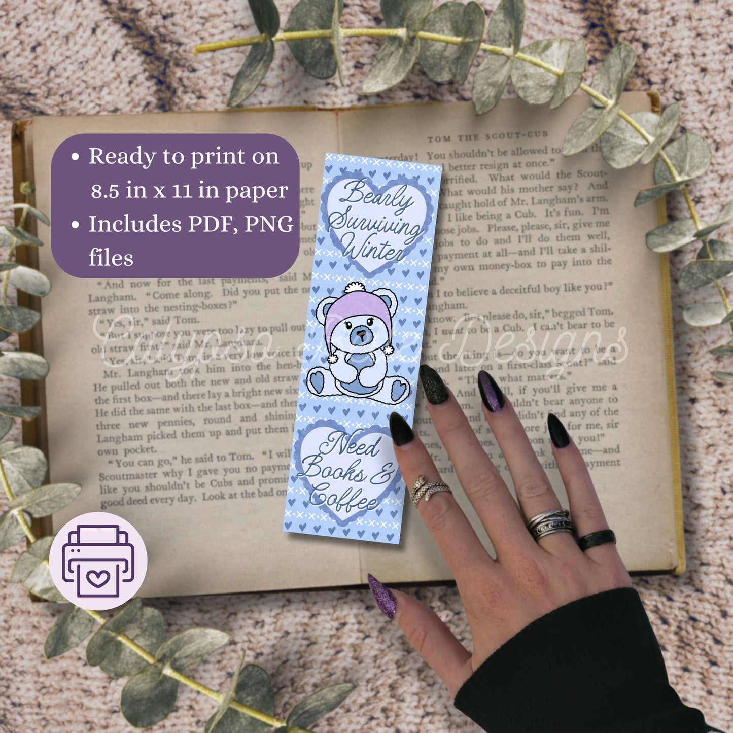 Snowed In Winter Bookmark Bundle, Printable Bookmarks Bundle