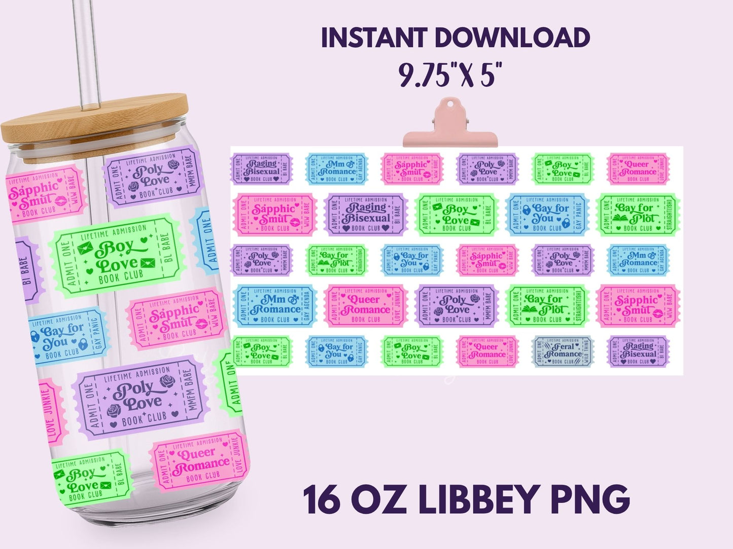 Queer Romance 16 oz Libbey Cup Wrap, Bookish Designs