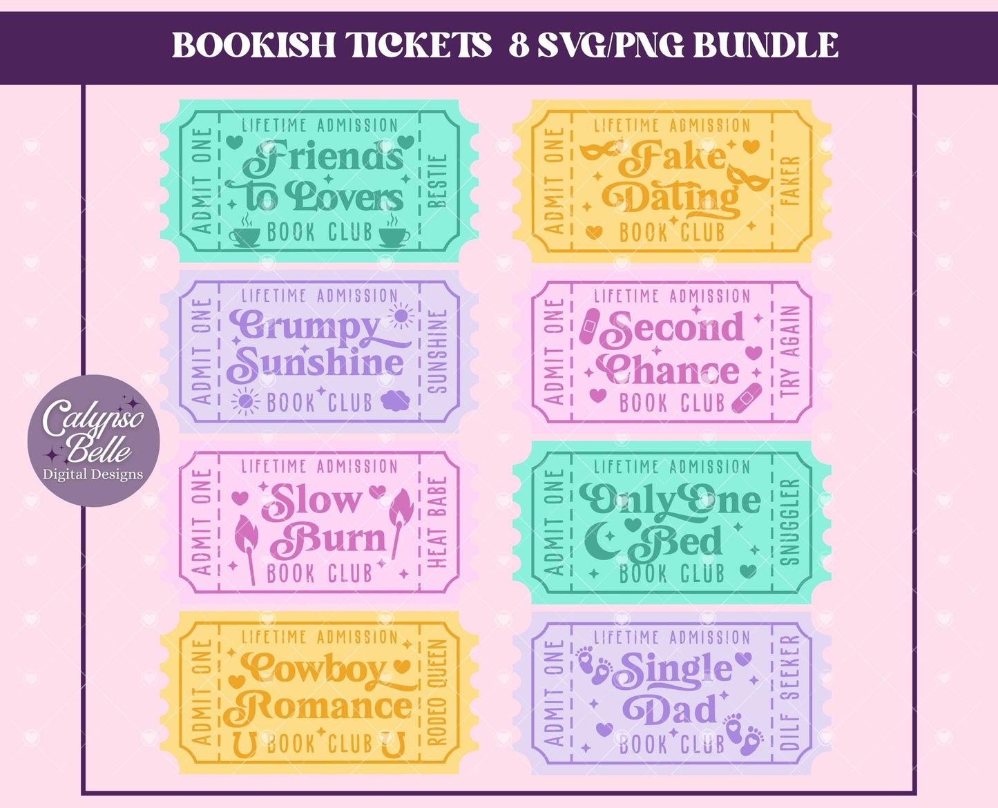 Romance Trope Tickets Bundle, Bookish Bundle