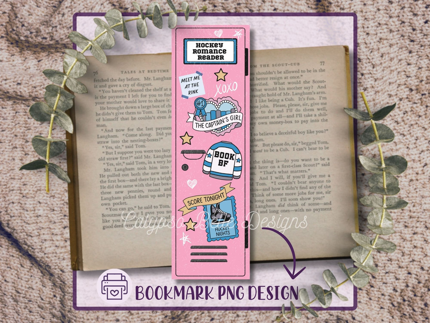 Hockey Romance Lockers Bookmark Bundle, Printable Bookmarks Bundle