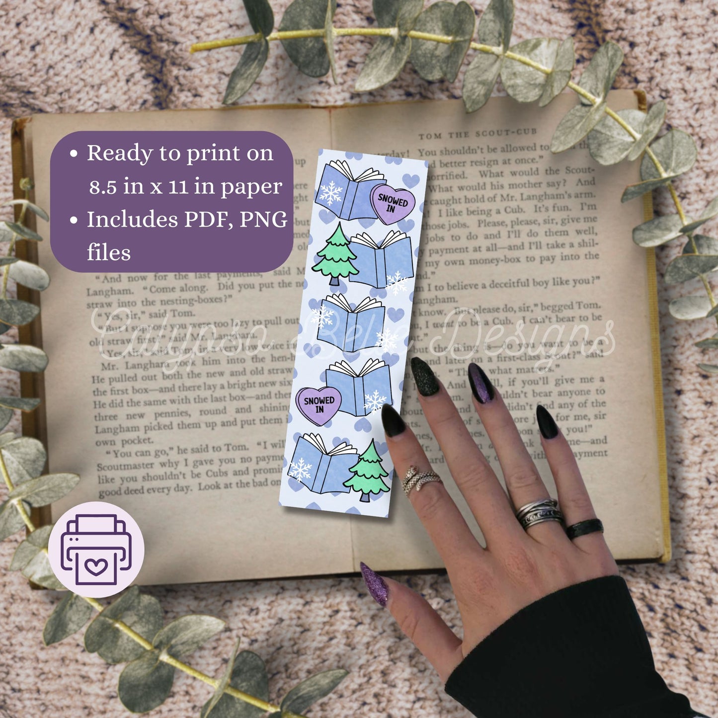 Snowed In Winter Bookmark Bundle, Printable Bookmarks Bundle