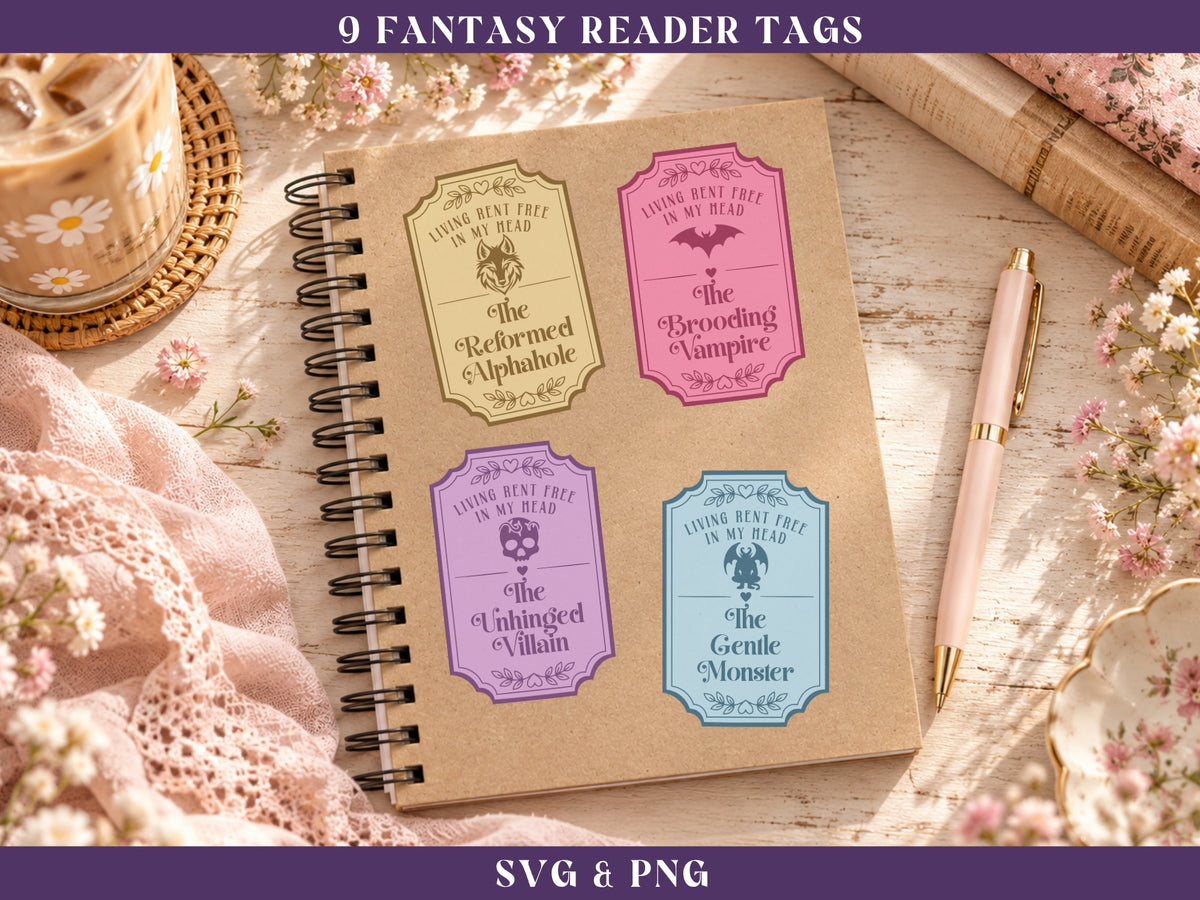 Cute Bookish Fantasy Romance Reader Tags Bundle, Bookish Bundle