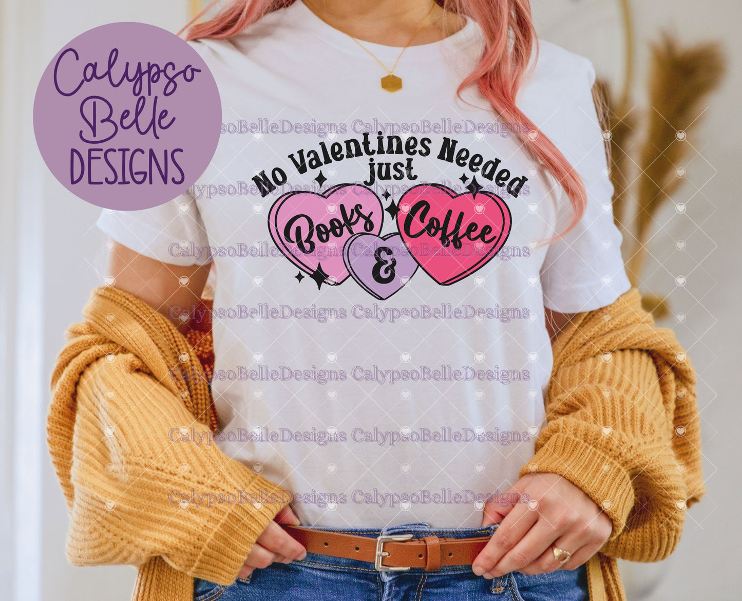 No Valentines Needed Just Books & Coffee Design, Bookish Valentine's Day Design