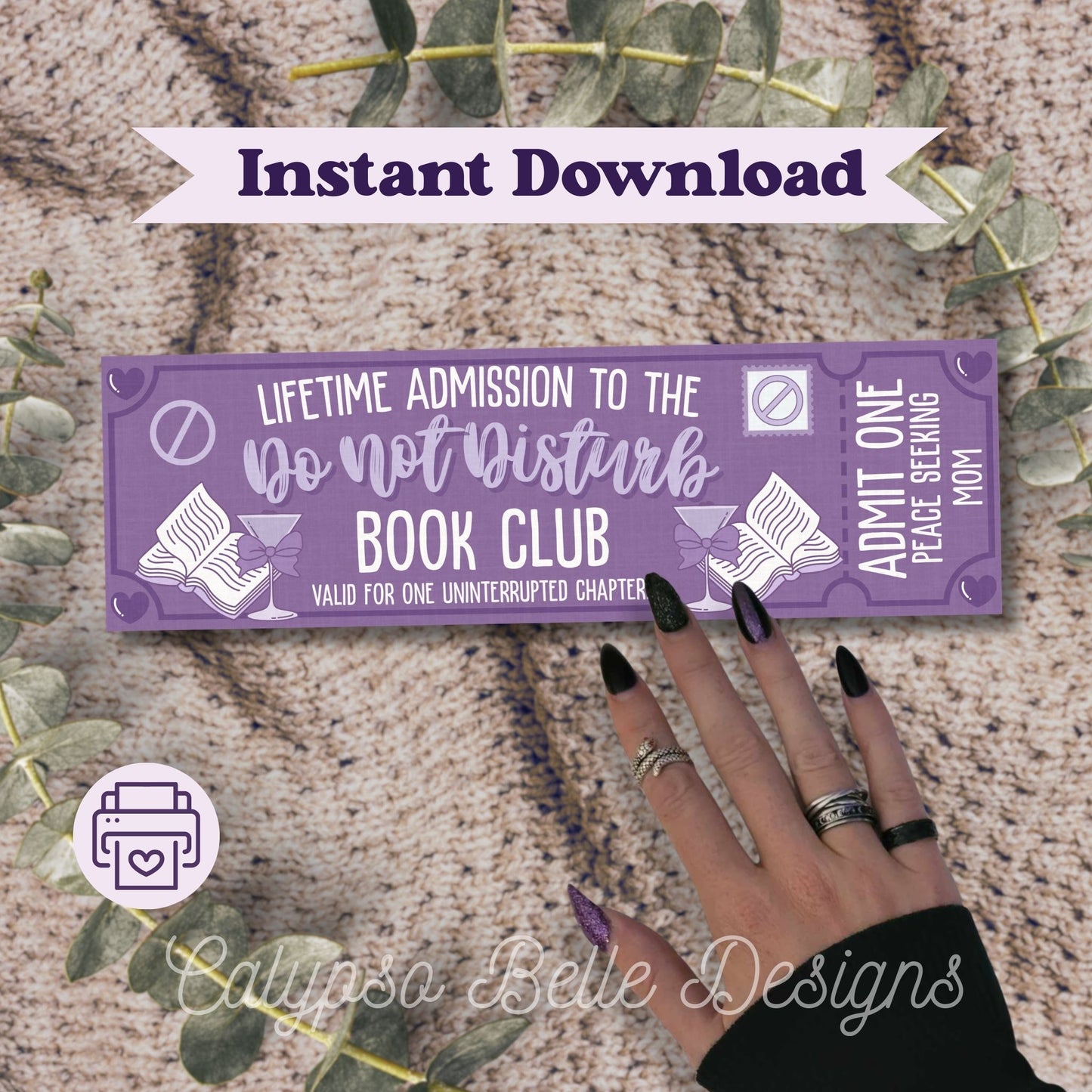 Do Not Disturb Admit One Book Club Printable Bookmark