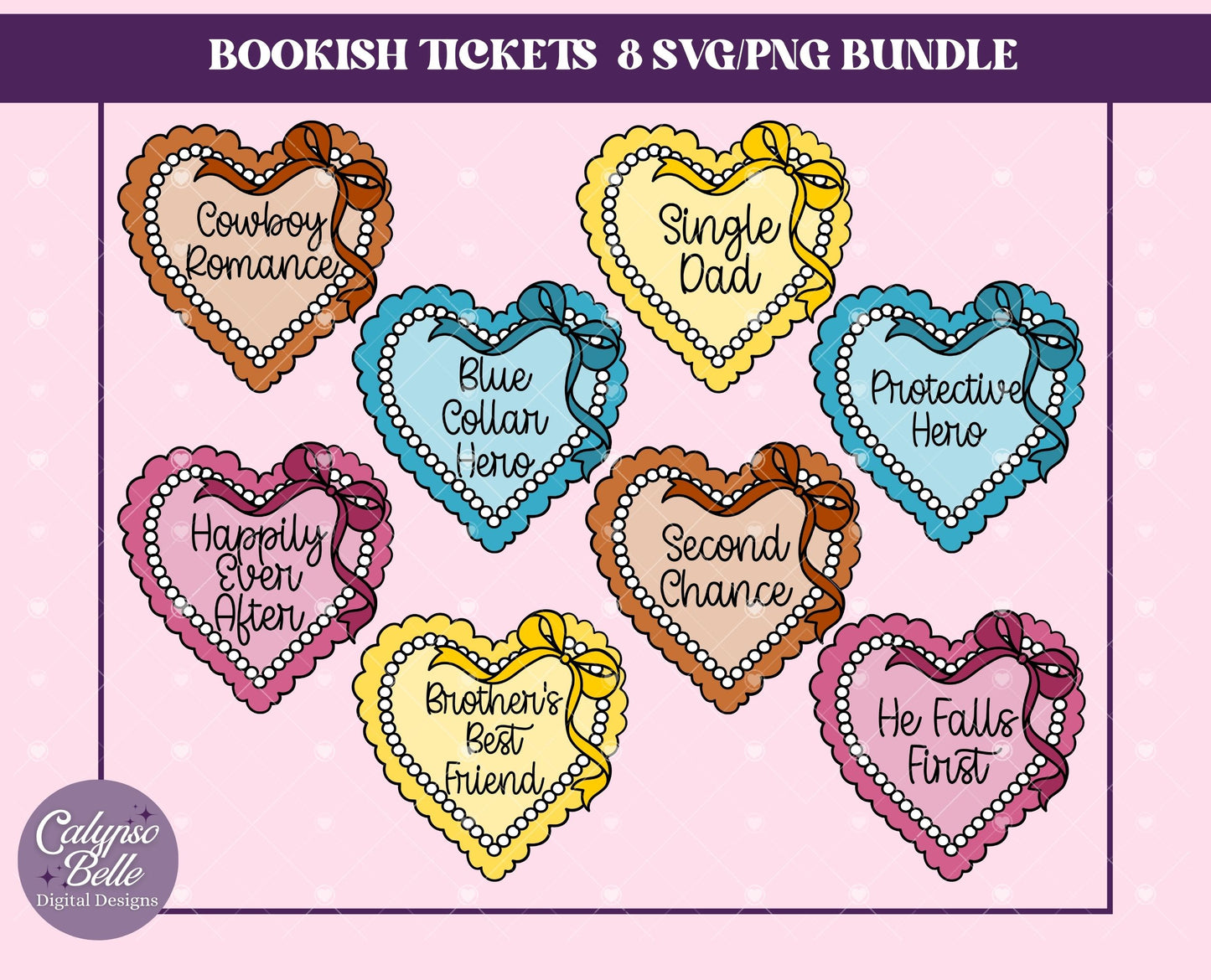 Cowboy Romance Trope Coquette Hearts Bundle, Bookish Bundle