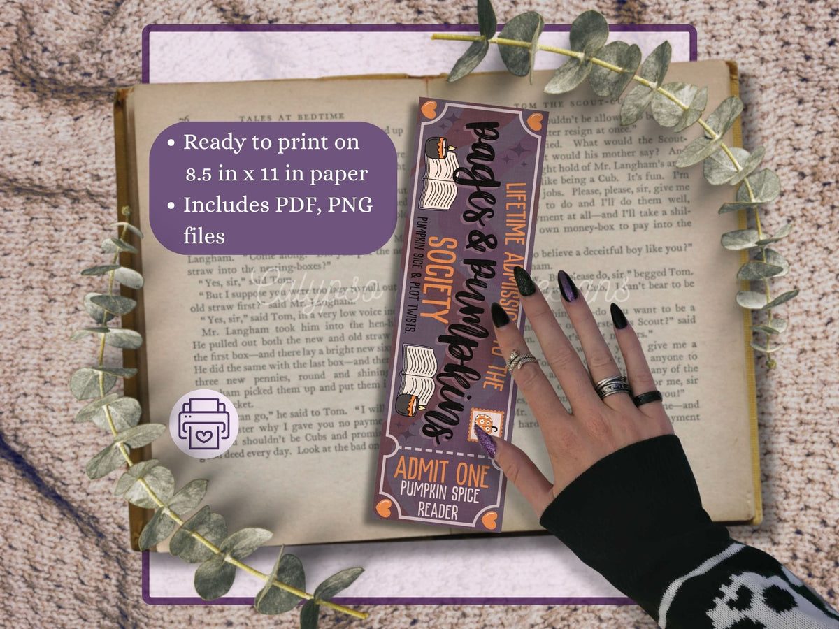 Admit One Autumn Reading Book Club Printable Bookmarks