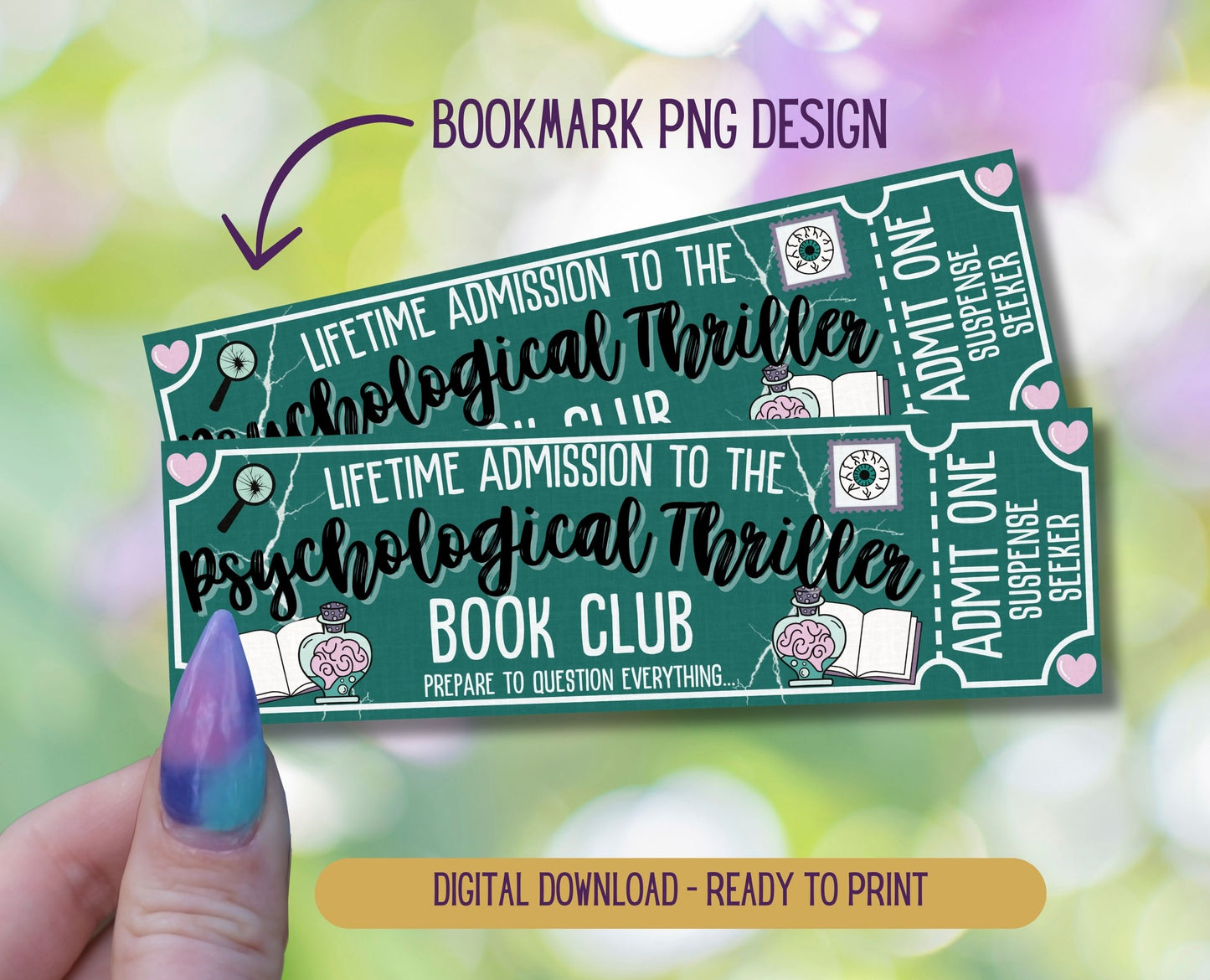 Psychological Thriller Admit One Book Club Printable Bookmark