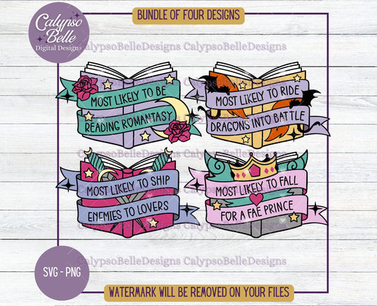 Most Likely to Bookish Bundle, Fantasy Romance, Romantasy Bookish Designs