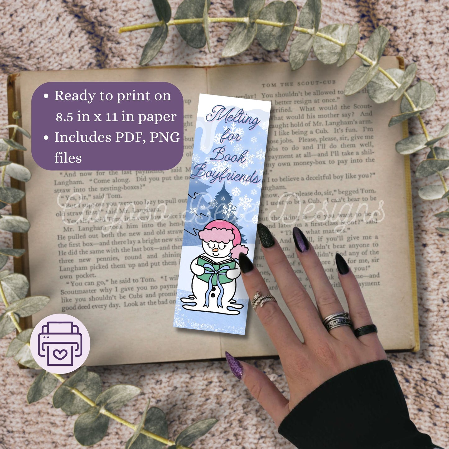 Snowed In Winter Bookmark Bundle, Printable Bookmarks Bundle