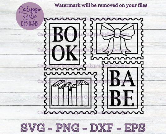 Book Babe Stamps, Bookish Stamps, Bookish Design