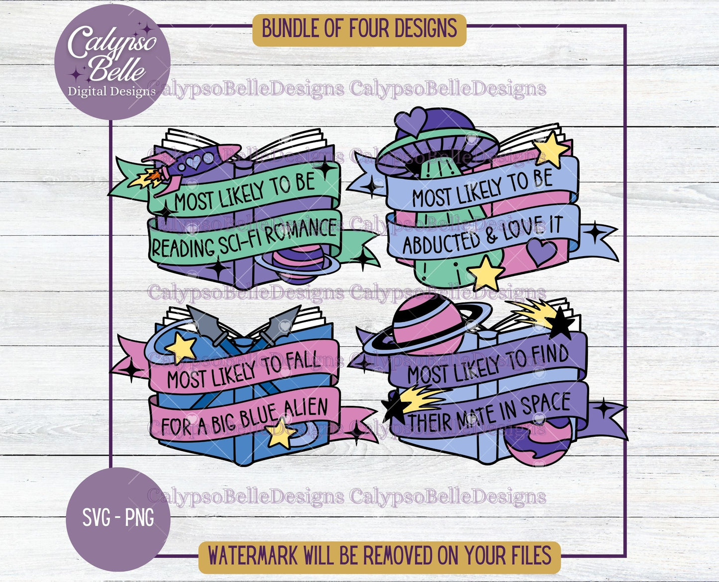 Most Likely to Bookish Bundle, Sci-Fi Romance, Bookish Designs