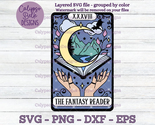 Fantasy Reader Tarot Card, Bookish Design