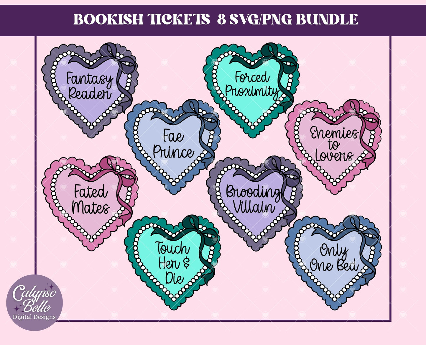 Fantasy Romance, Trope Coquette Hearts Bundle, Bookish Bundle