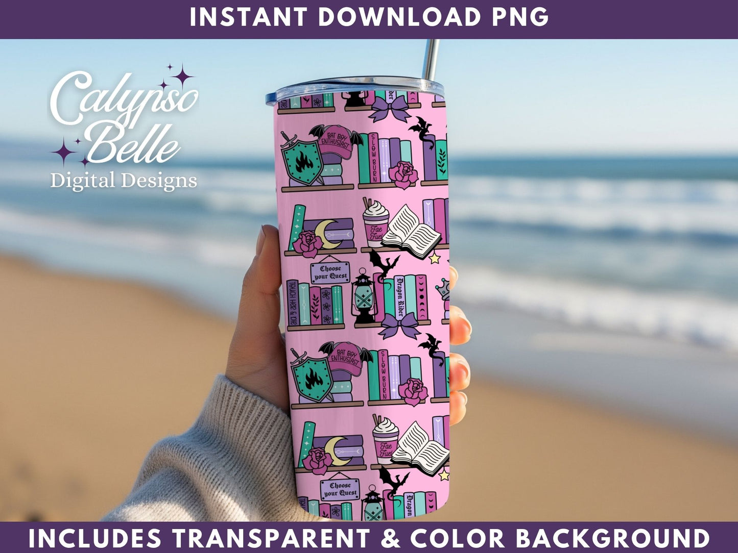 Fantasy Romance Shelf Coquette Seamless Pattern, Bookish Pattern