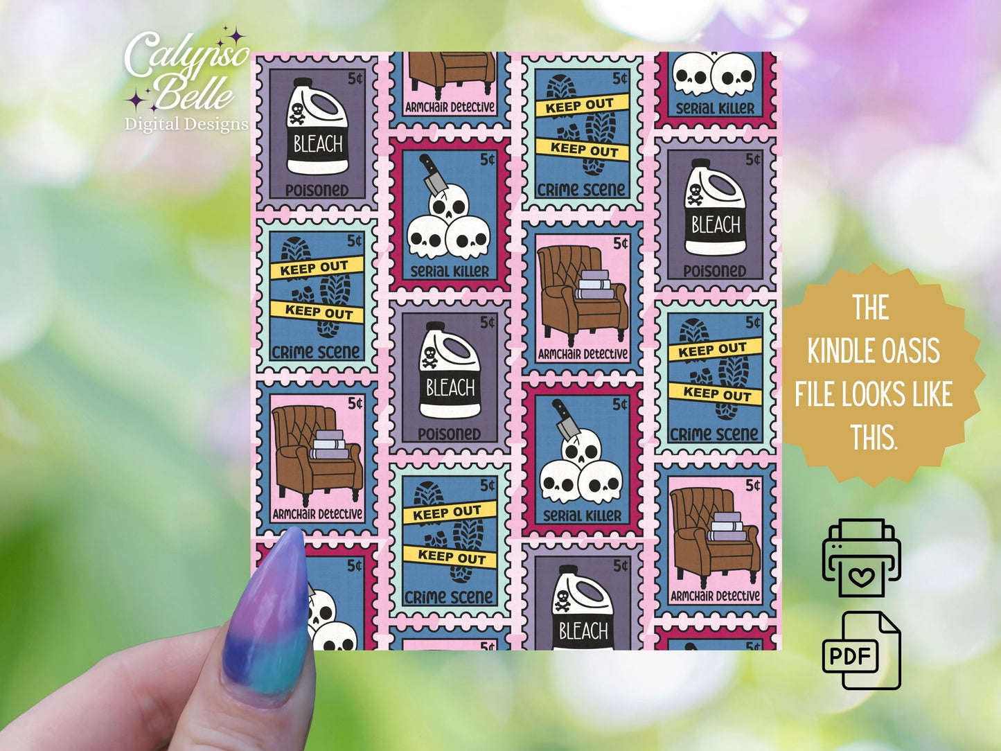 Murder Mystery Trope Stamps, Thriller Reader, Printable Kindle Insert