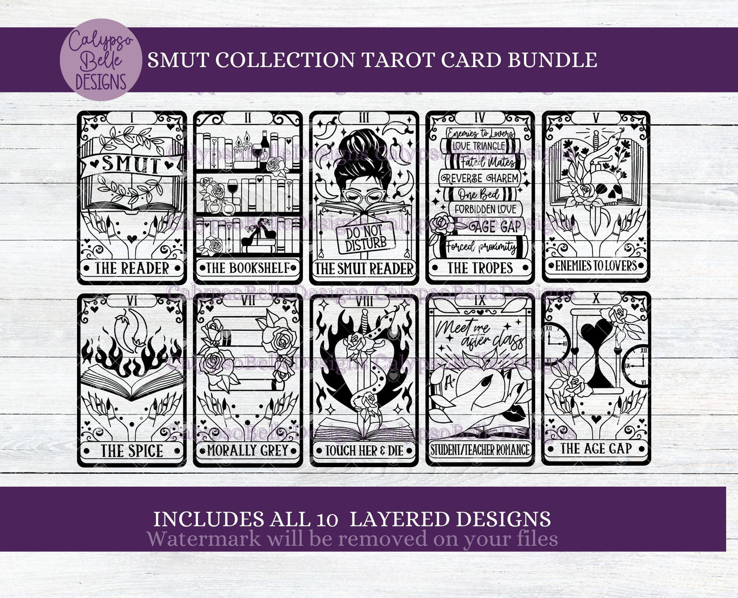 Smut Tarot Card Collection Bundle, Bookish Designs