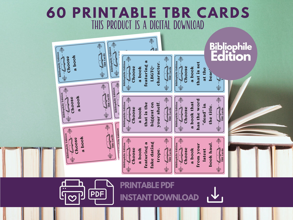 Bibliophile Edition, TBR Cards Printable, TBR Jar Printable, Bookish P ...
