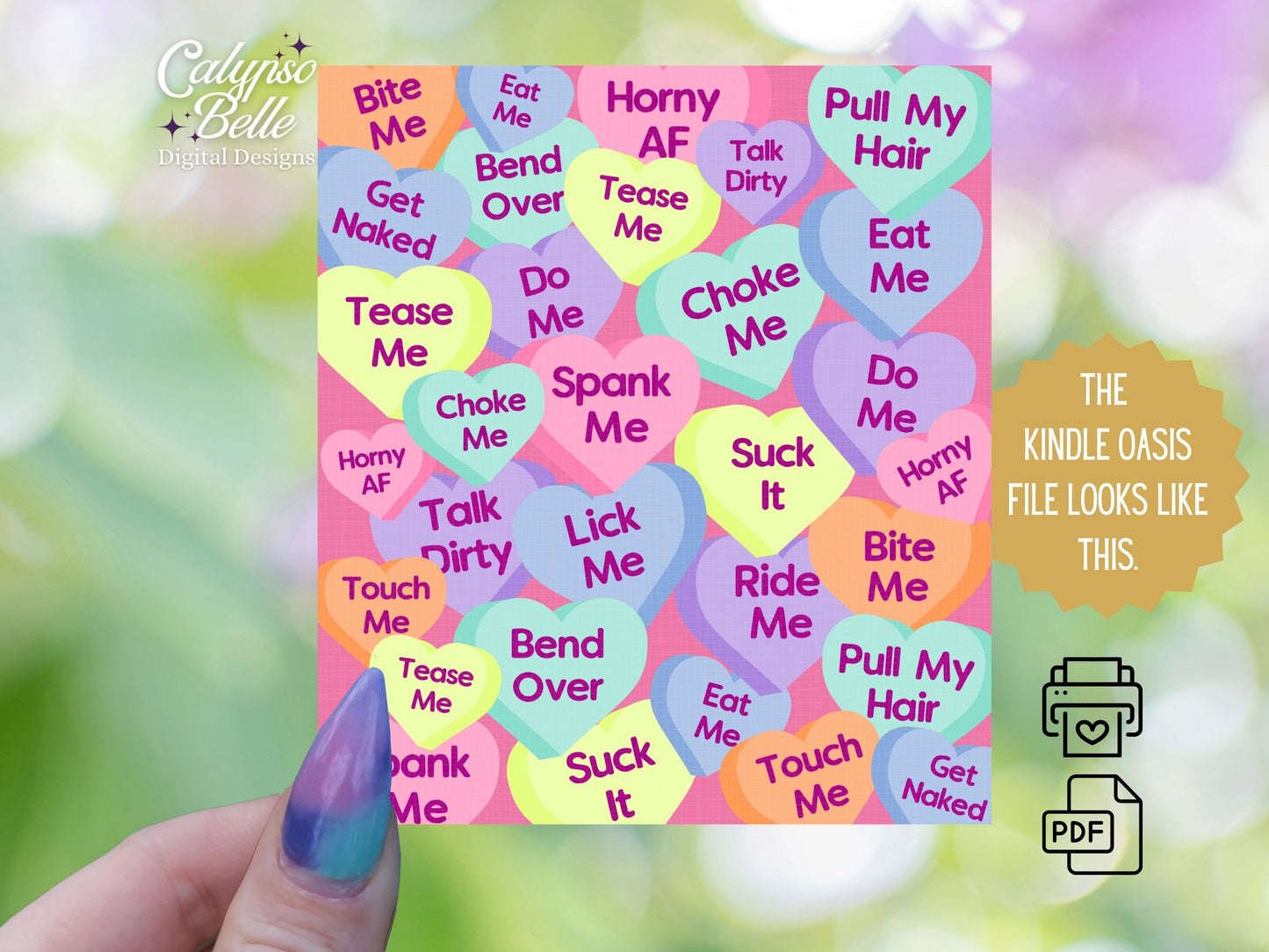 Book Tropes Conversation Hearts, Printable Kindle Insert