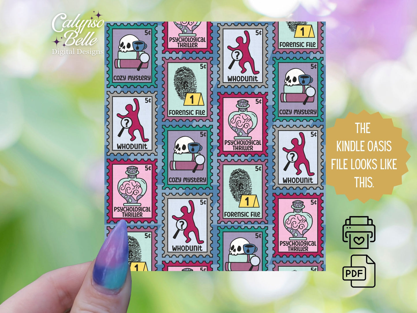 Murder Mystery Trope Stamps, Thriller Reader, Printable Kindle Insert