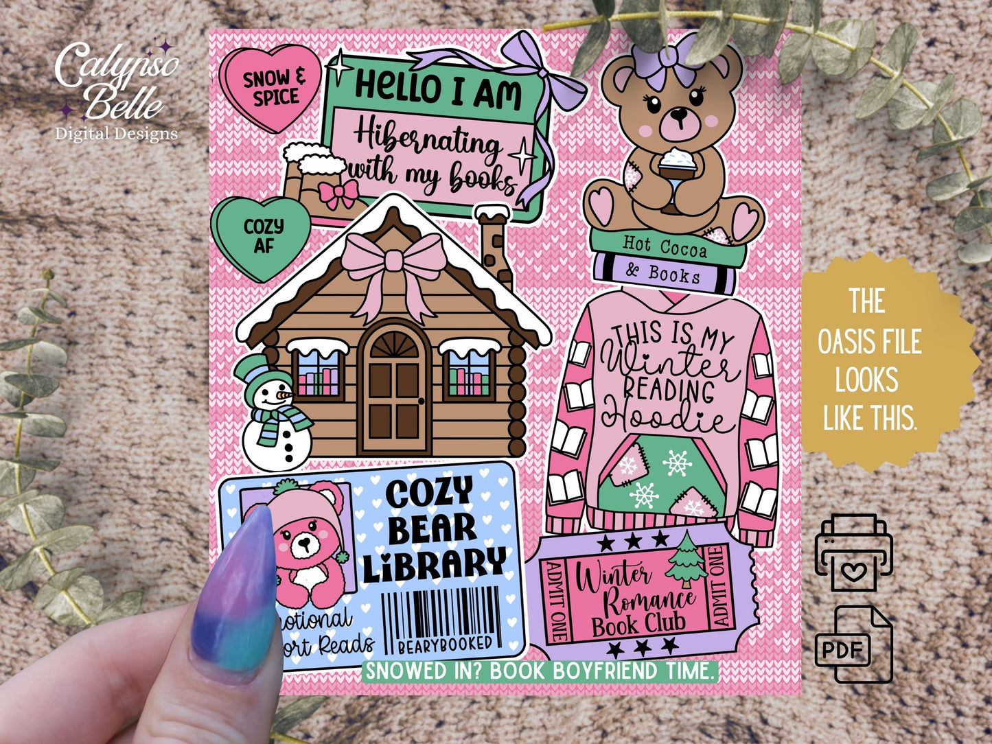 Cozy Bookish Winter Romance, Printable Kindle Insert