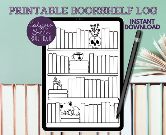 Bookshelf Book Tracker, Printable Bookshelf Reading Log, Bookish Pintable