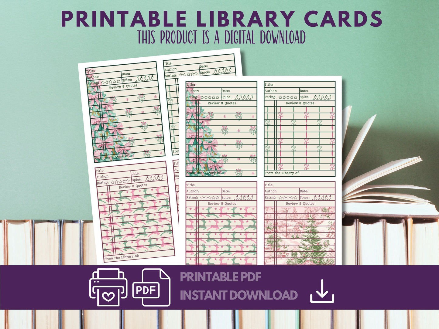 Christmas Library Card Printable with Spice Rating