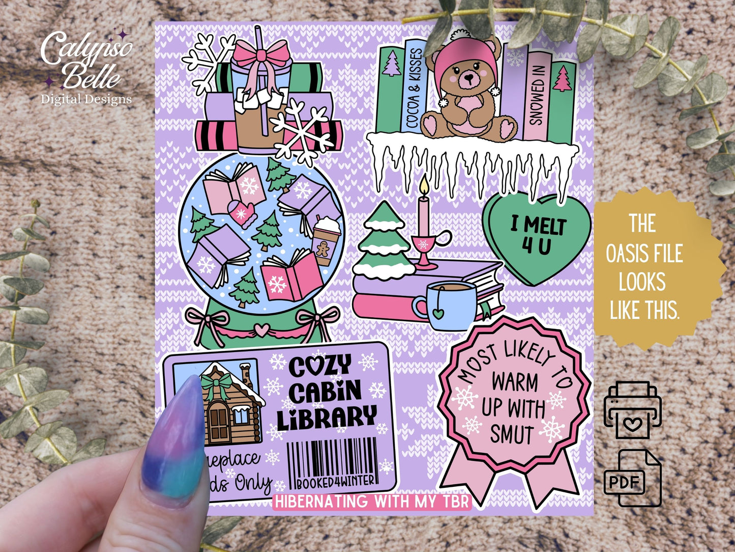 Cozy Bookish Winter Romance, Printable Kindle Insert