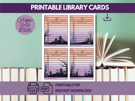 Spooky Halloween Library Cards Printable with Spice Rating Freebie