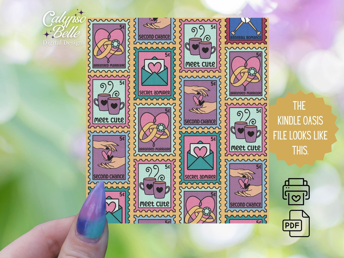 Fluff Romance Trope Stamps, Printable Kindle Insert