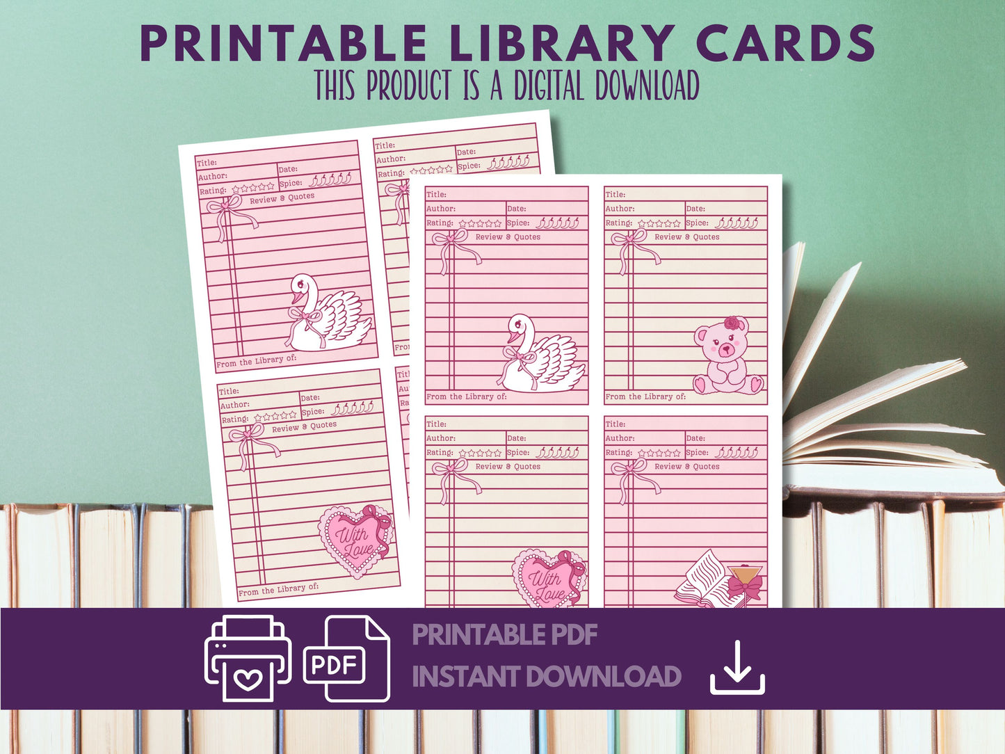 Coquette Library Cards Printable with Spice Rating