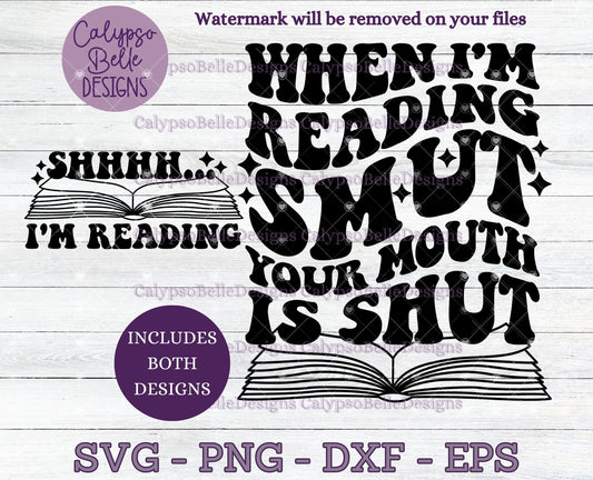 When I'm Reading Smut, Your Mouth is Shut, Wavy Retro with Pocket Bookish Design