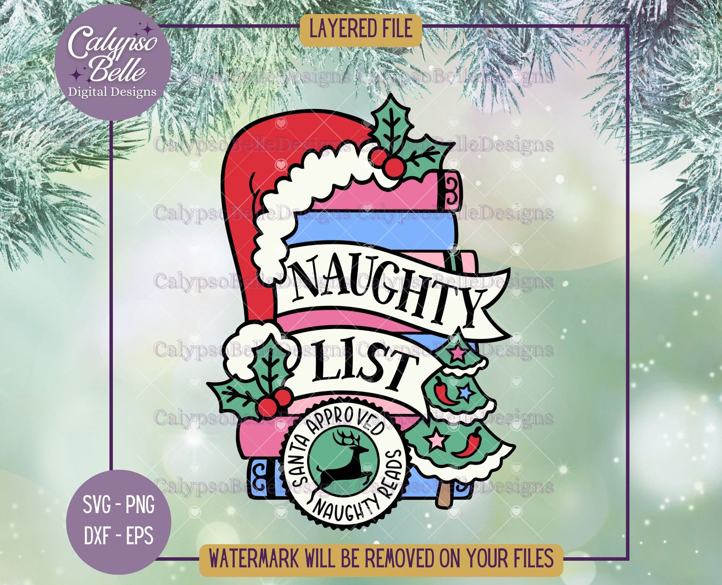 Naughty List, Santa Approved Naughty Reads, Bookish Christmas Design