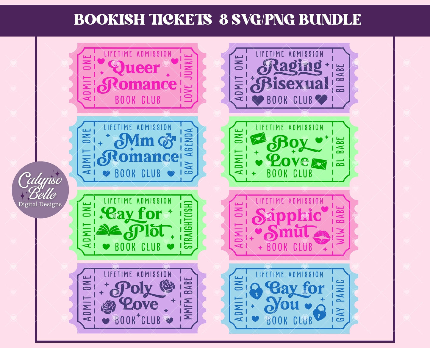 Queer Romance Trope Tickets Bundle, Bookish Bundle